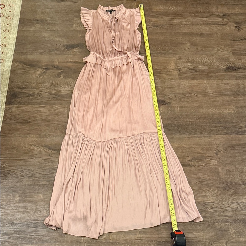 Banana Republic Blush Satin Maxi Dress with Ruffles Size 4